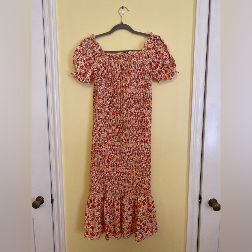 Orange Floral Maternity Summer Dress - Picture 2 of 5